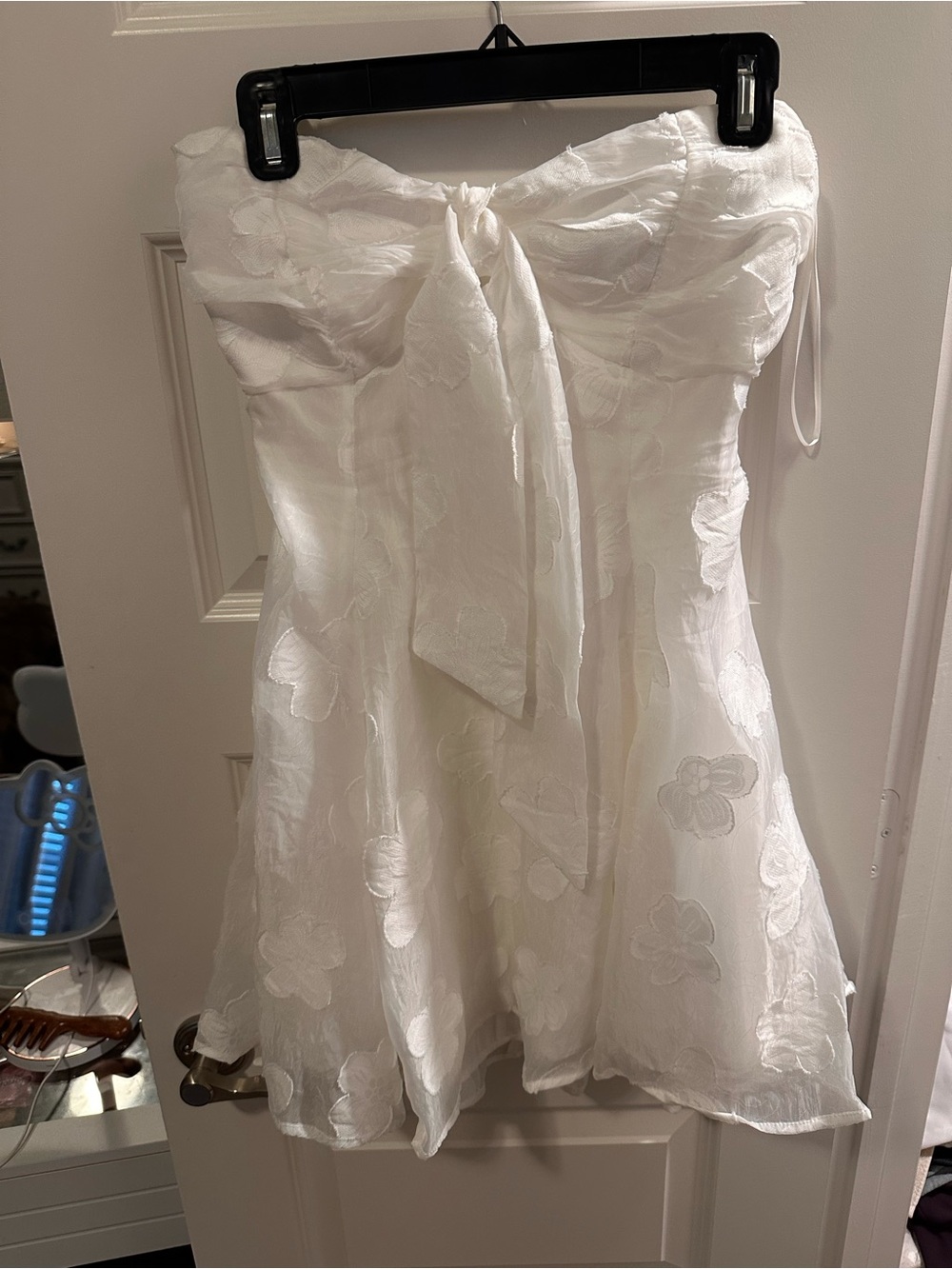 Princess Polly White Strapless Floral Bow Dress